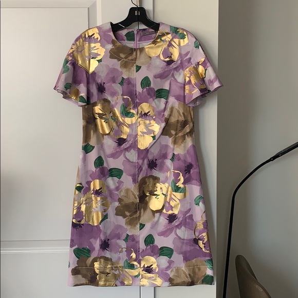 Lela Rose metallic floral print dress brand new